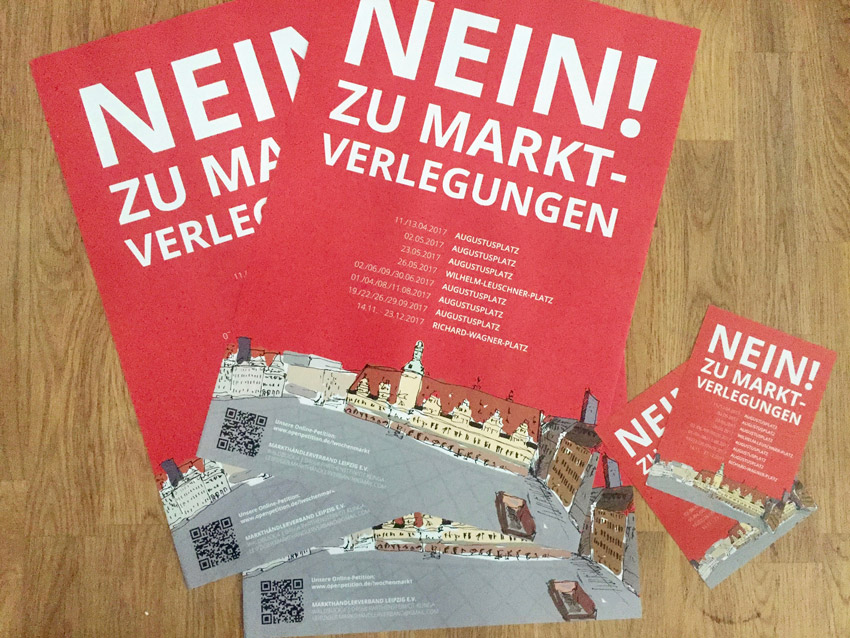 Plakatkampagne gegen die Verlegung des Marktes in Leipzig