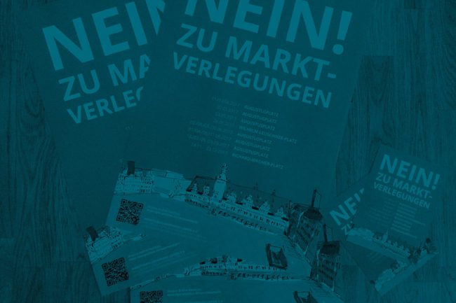 Plakatkampagne gegen die Verlegung des Marktes in Leipzig – blau