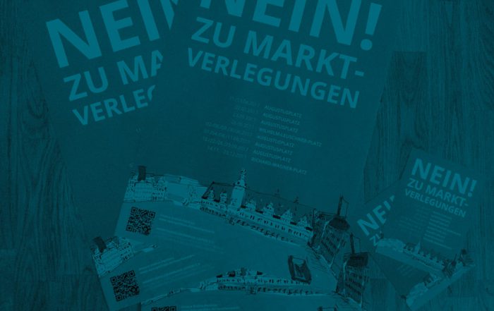 Plakatkampagne gegen die Verlegung des Marktes in Leipzig – blau